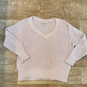 Dex Soft Pink V-Neck Knit Lightweight Sweater